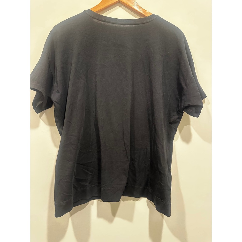 Eileen Fisher Black Organic Cotton Boxy Crew Neck Tee Short Sleeve Top Large - Picture 5 of 5